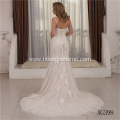 sweetheart deep neckline mermaid sleeveless lace wedding dress with long train